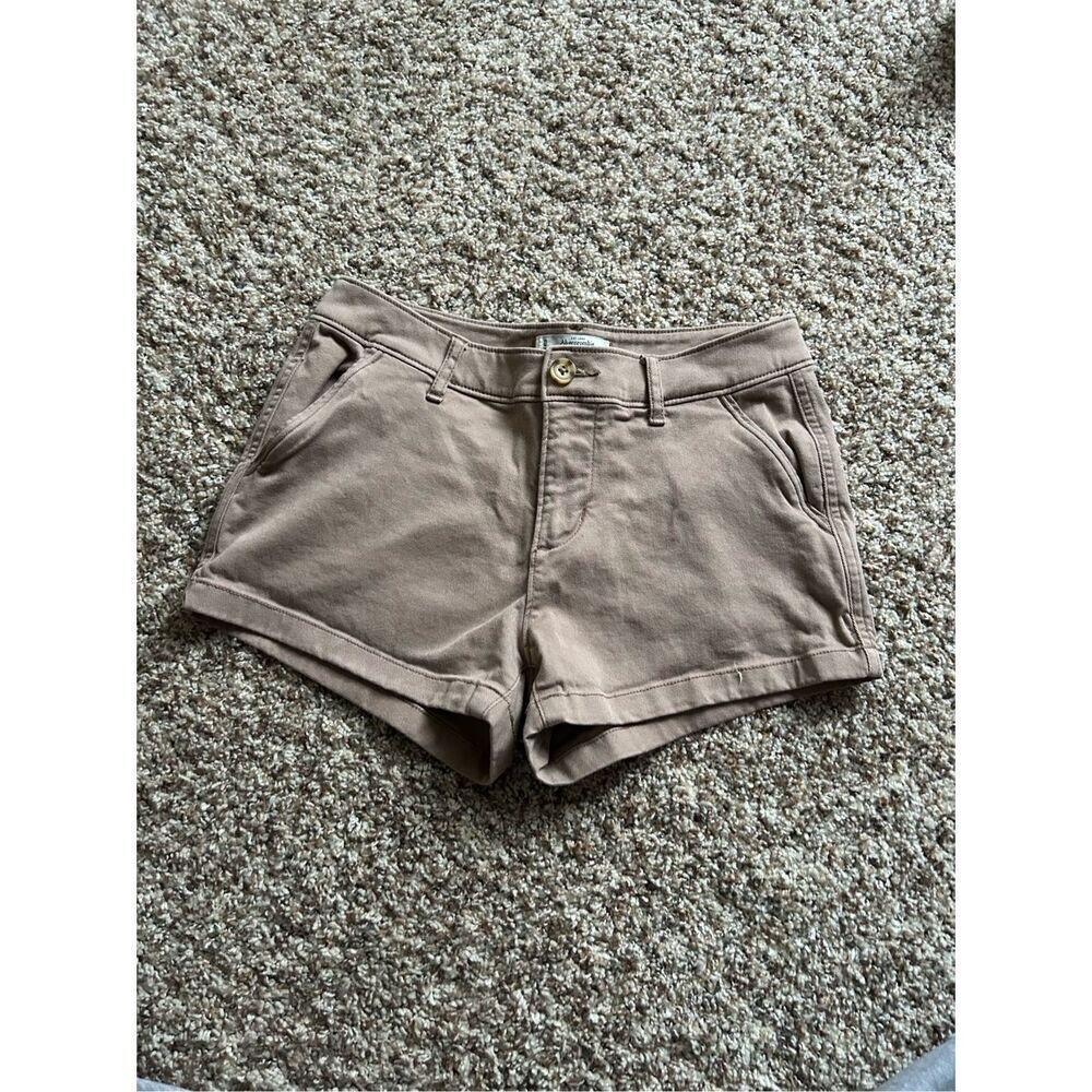 Abercrombie & Fitch Chino Shorts Size 0 Waist 25 98% Cotton Pockets